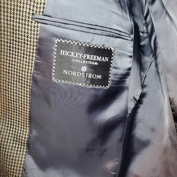 Vintage Hickey Freeman 40R Men's Camel Hair Gingham Check Suit Jacket Blazer - Picture 9 of 12